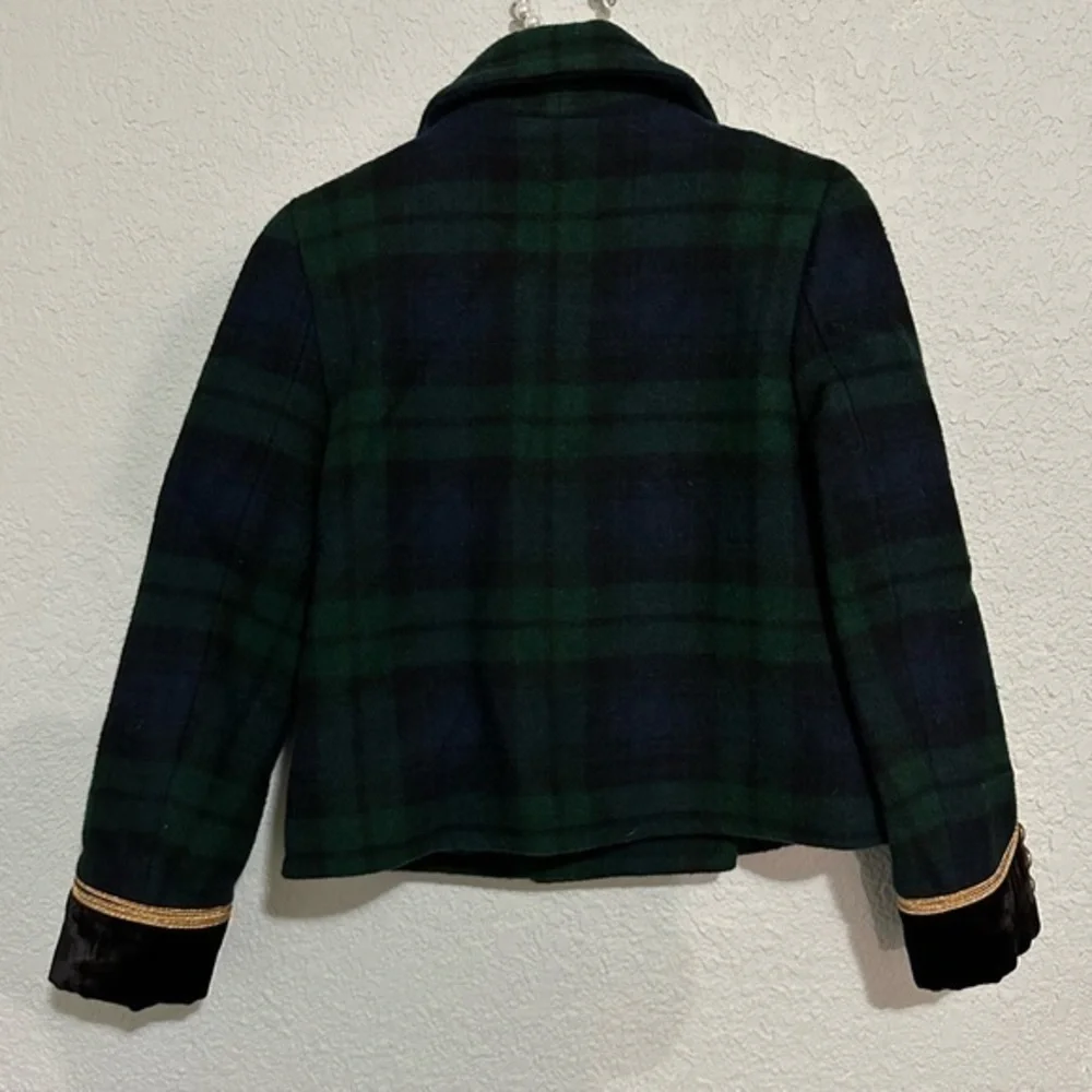 Ralph Lauren Doubled Breasted Tartan Plaid Wool Pea Jacket‎ Sz. 10